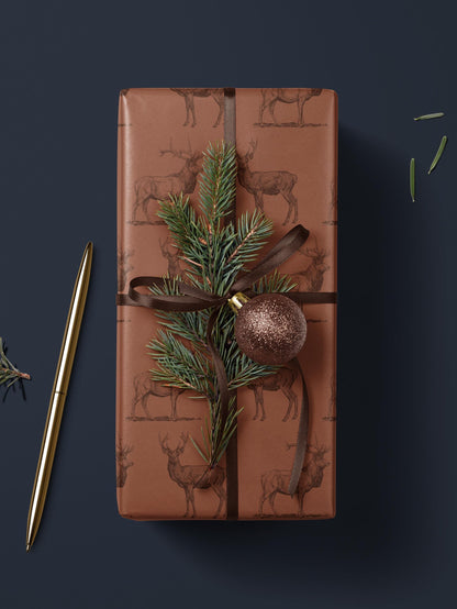 Forest Wrapping Paper Deer Gift Wrap Elk Wrapping Paper Bachelor Party Gift for Him Manly Gift Box Wrap Outdoor Theme Party Hunting Gift