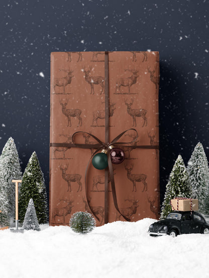 Forest Wrapping Paper Deer Gift Wrap Elk Wrapping Paper Bachelor Party Gift for Him Manly Gift Box Wrap Outdoor Theme Party Hunting Gift