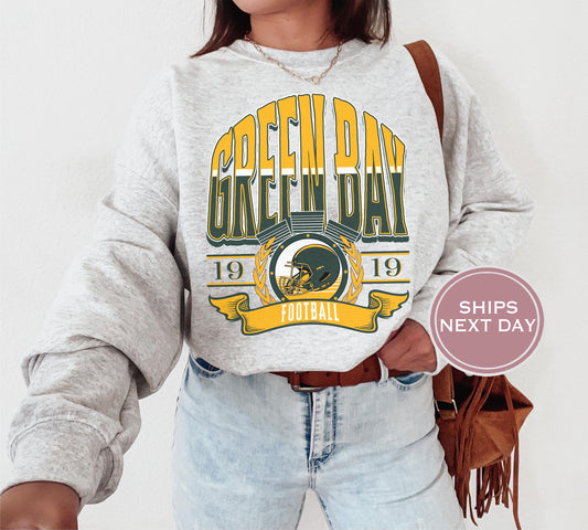 Green Bay Football Sweatshirt, Vintage Green Bay Crewneck, Retro Green Bay Sweatshirt, Green Bay Varsity Sweatshirt, Green Bay Long Sleeve
