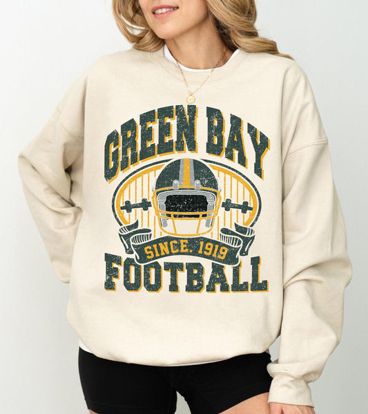 Green Bay Football Retro 90s Style Sweatshirt, Trendy Green Bay Football Fan Shirts, Green Bay, Game Day Shirt, Football Crewneck Shirt