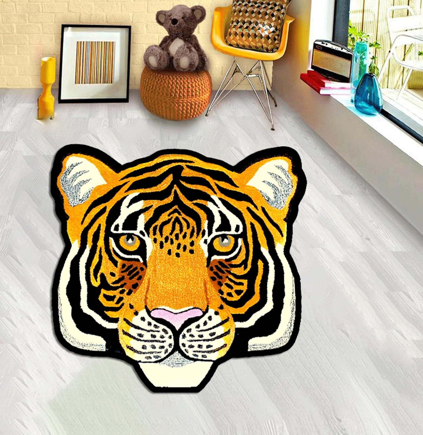Animal Tiger Head Rug, Fierce Tiger Face Rug, Animal Patterned Tiger Rug, for Home,tiger Animal Lover Gift,tiger rug, carpet for living room