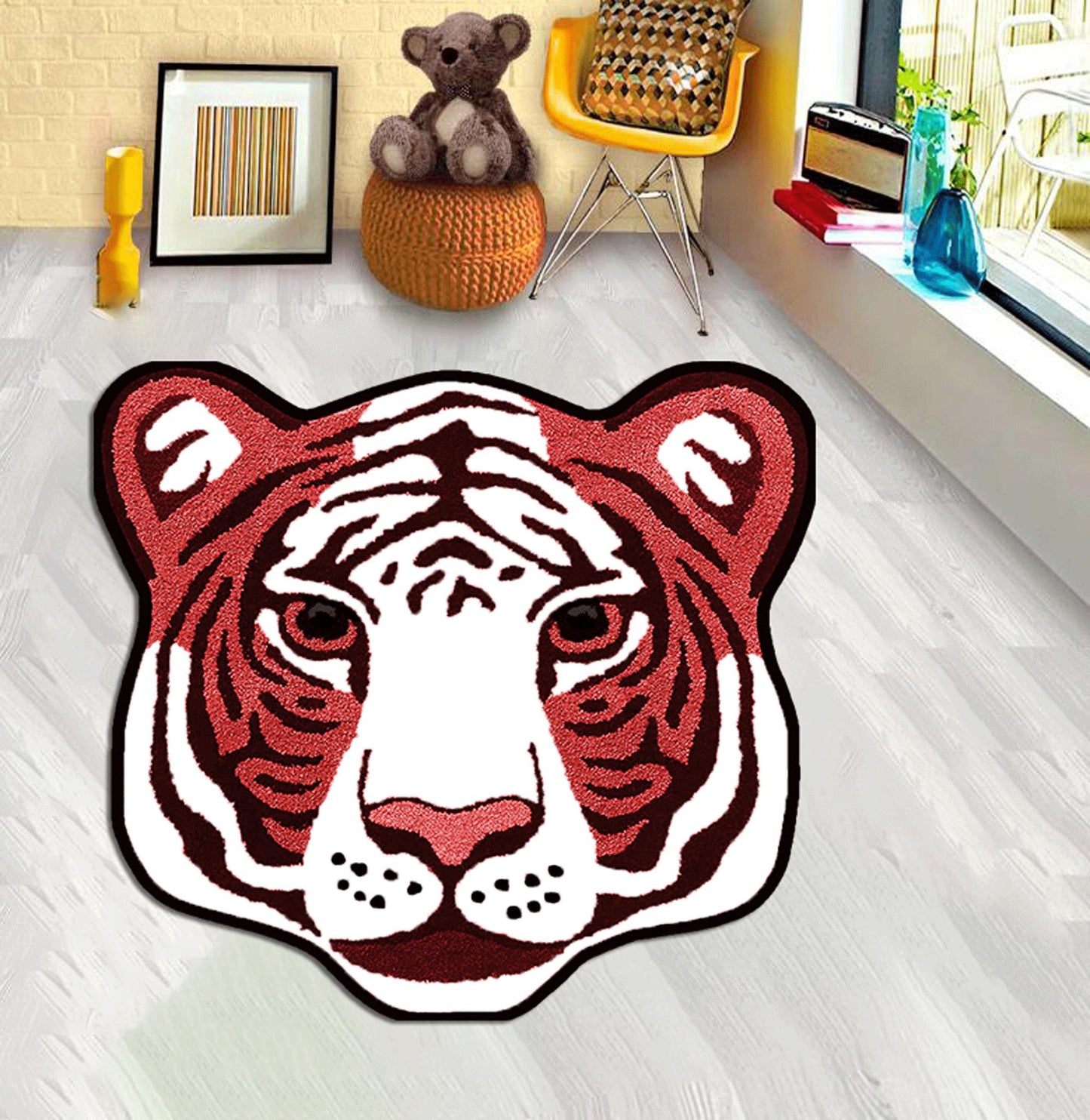 Animal Tiger Head Rug, Fierce Tiger Face Rug, Animal Patterned Tiger Rug, for Home,tiger Animal Lover Gift,tiger rug, carpet for living room