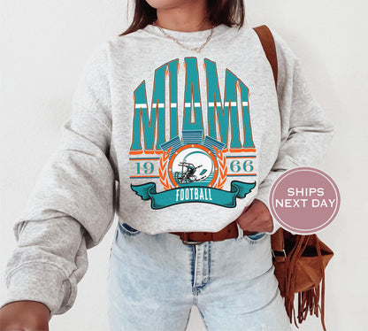 Miami Football Sweatshirt, Vintage Miami Crewneck, Retro Miami Sweatshirt, Miami Varsity Sweatshirt, Miami Long Sleeve