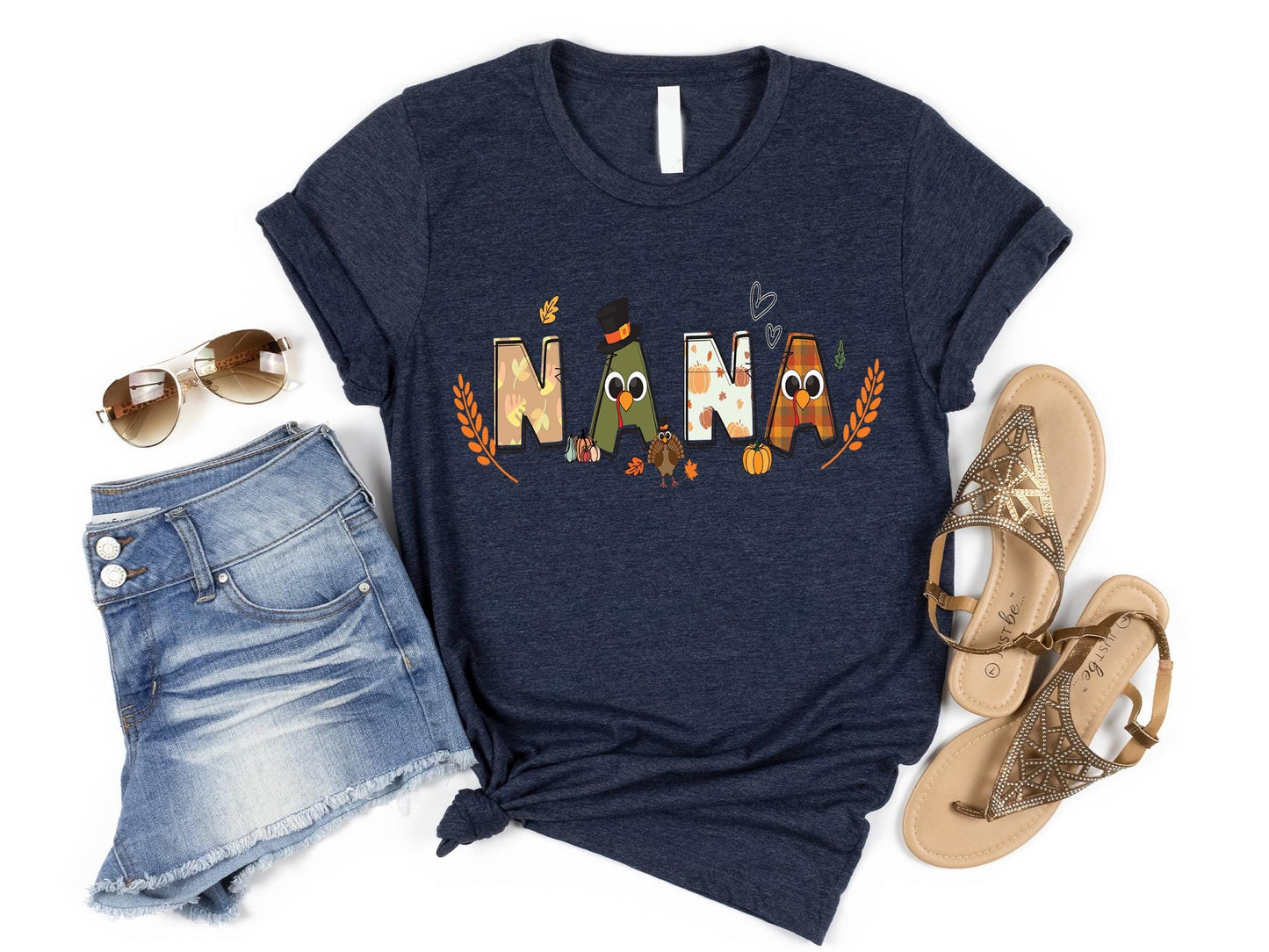Grandma Fall Shirt, Fall Shirt For Nana, Personalized Gift For Grandma, Grandma Thanksgiving Shirt, Customized Kids Name Shirt, Nana Shirt