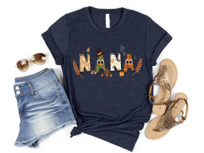 Grandma Fall Shirt, Fall Shirt For Nana, Personalized Gift For Grandma, Grandma Thanksgiving Shirt, Customized Kids Name Shirt, Nana Shirt