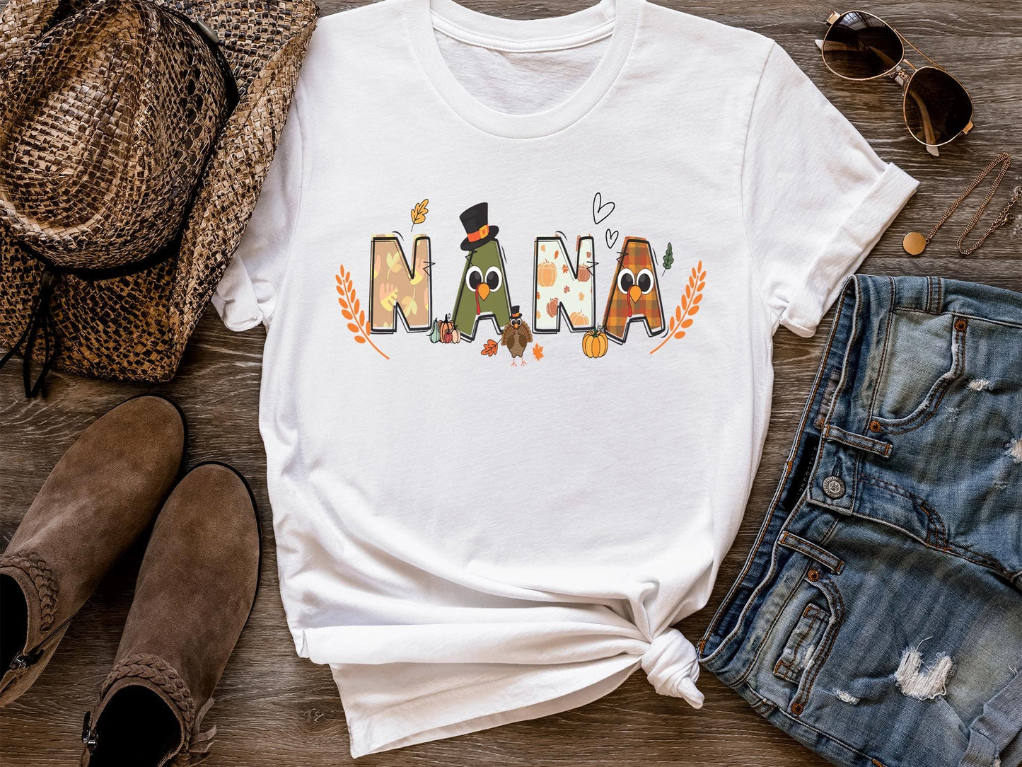 Grandma Fall Shirt, Fall Shirt For Nana, Personalized Gift For Grandma, Grandma Thanksgiving Shirt, Customized Kids Name Shirt, Nana Shirt