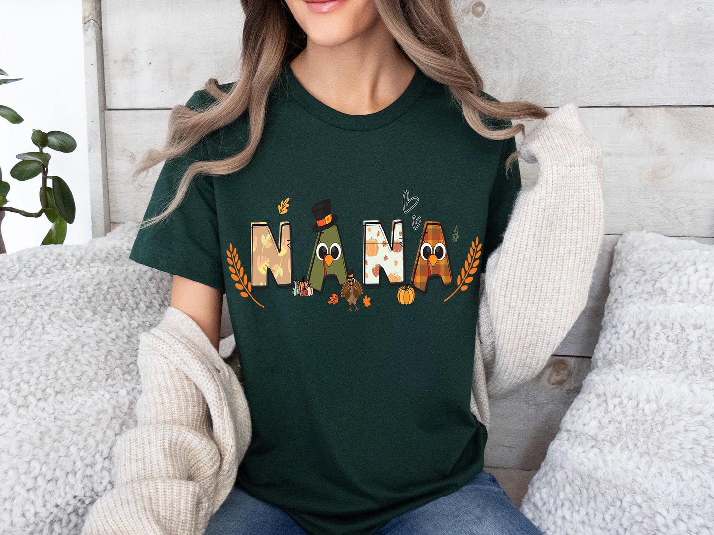Grandma Fall Shirt, Fall Shirt For Nana, Personalized Gift For Grandma, Grandma Thanksgiving Shirt, Customized Kids Name Shirt, Nana Shirt