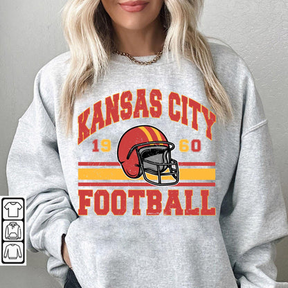 Style Kansas City Football, Kansas City Football Sweatshirt, Vintage Football Fan Gift, Game Day Shirt, Kansas City Sweatshirt.
