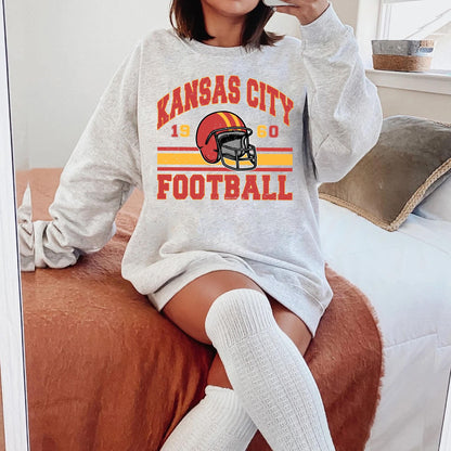 Style Kansas City Football, Kansas City Football Sweatshirt, Vintage Football Fan Gift, Game Day Shirt, Kansas City Sweatshirt.