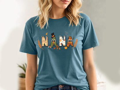 Grandma Fall Shirt, Fall Shirt For Nana, Personalized Gift For Grandma, Grandma Thanksgiving Shirt, Customized Kids Name Shirt, Nana Shirt