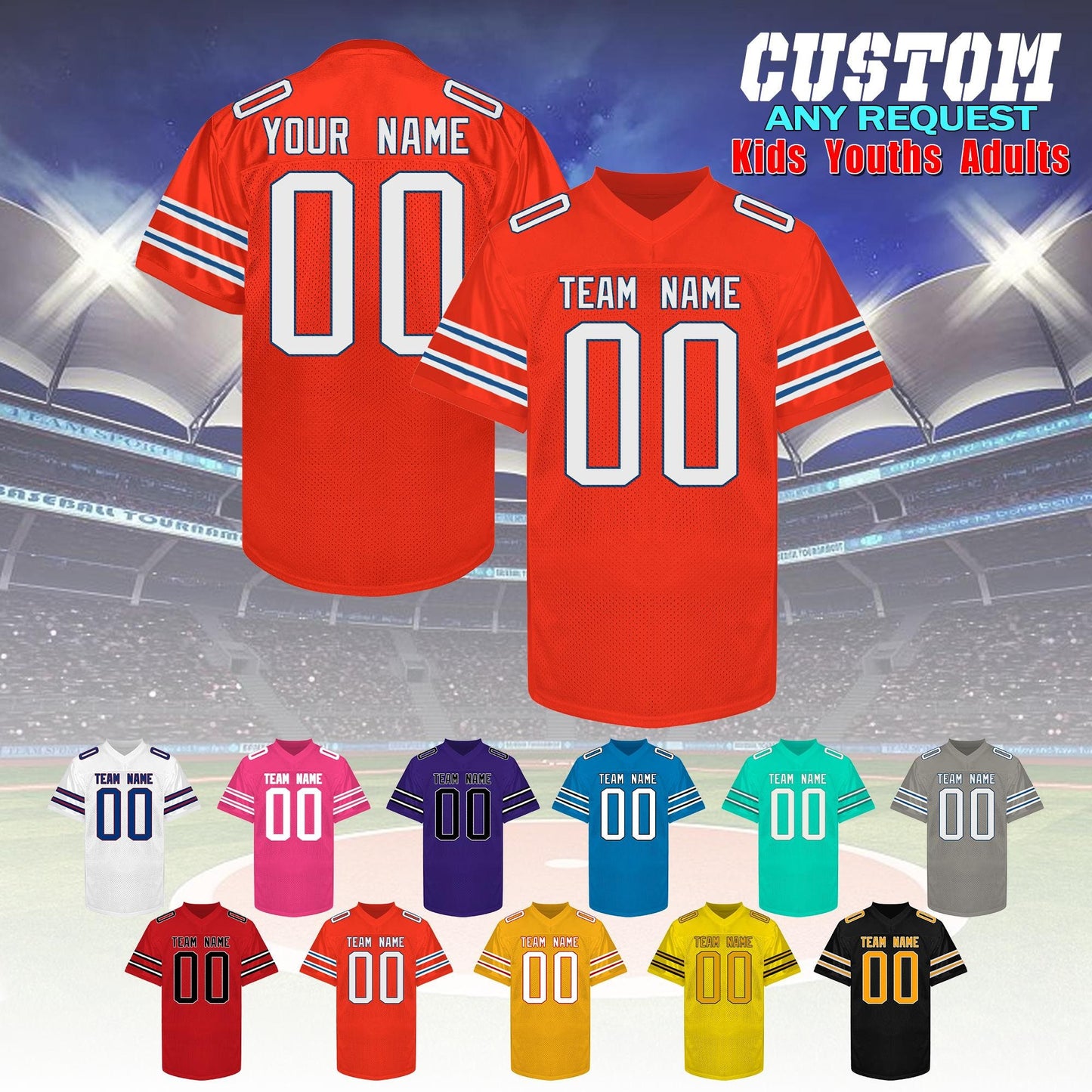 Custom Football jersey Stitched Personalize Soccer uniform Valentine's Day Gifts for Men Women kids youth toddler Adult fans New year gifts