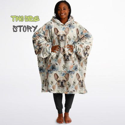 Cute Frenchie Print Snug Hoodie,Printed Hooded Blanket,Blanket Sleeves,Lounge Wear,Novelty Birthday Christmas Gifts for Him,Gift for Her Him