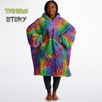Unisex Reversible Snug Hoodie,Monsters Psychedelic Autumn Reversible Hoodie Blanket,Festival Rave Party Wear,Oversized Hoodie Blanket, Gifts