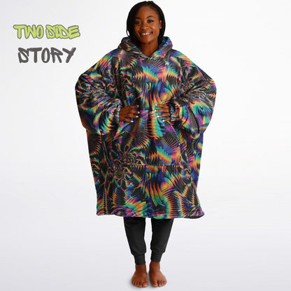 Psychedelic Spiral Trippy Print Reversible Snug Hoodie,Hooded Blanket with Sleeves,Lounge Wear, Novelty Birthday Christmas Gifts for Him Her