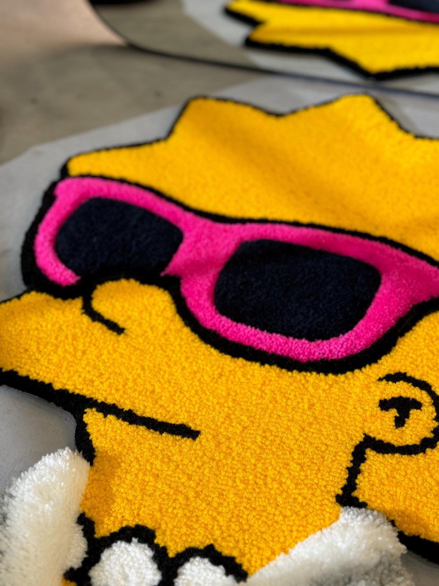 Tufted Cartoon 3D Rug, Cute Rug, Cartoon Girl Rug, Handmade floor art, White Tufted Rug, Fluffy Rug, Gift for her