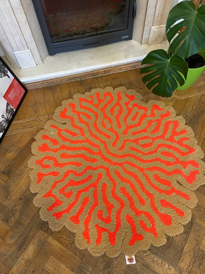 Abstract Tufted Rug / 100% Handmade Custom Rug / Psychodelic design, 3d tufted rug, Soft & Fluffy, Housewarming Gifts