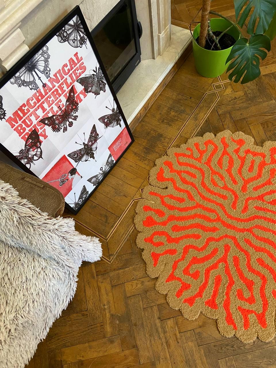 Abstract Tufted Rug / 100% Handmade Custom Rug / Psychodelic design, 3d tufted rug, Soft & Fluffy, Housewarming Gifts