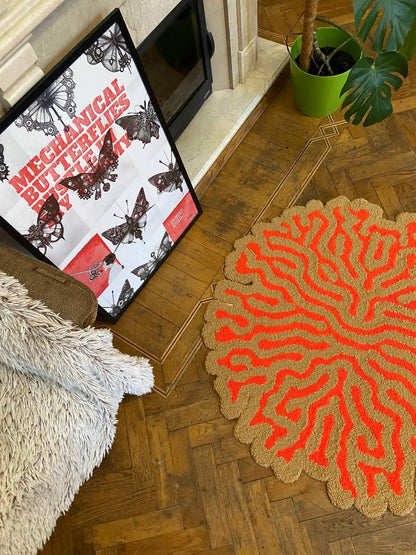 Abstract Tufted Rug / 100% Handmade Custom Rug / Psychodelic design, 3d tufted rug, Soft & Fluffy, Housewarming Gifts