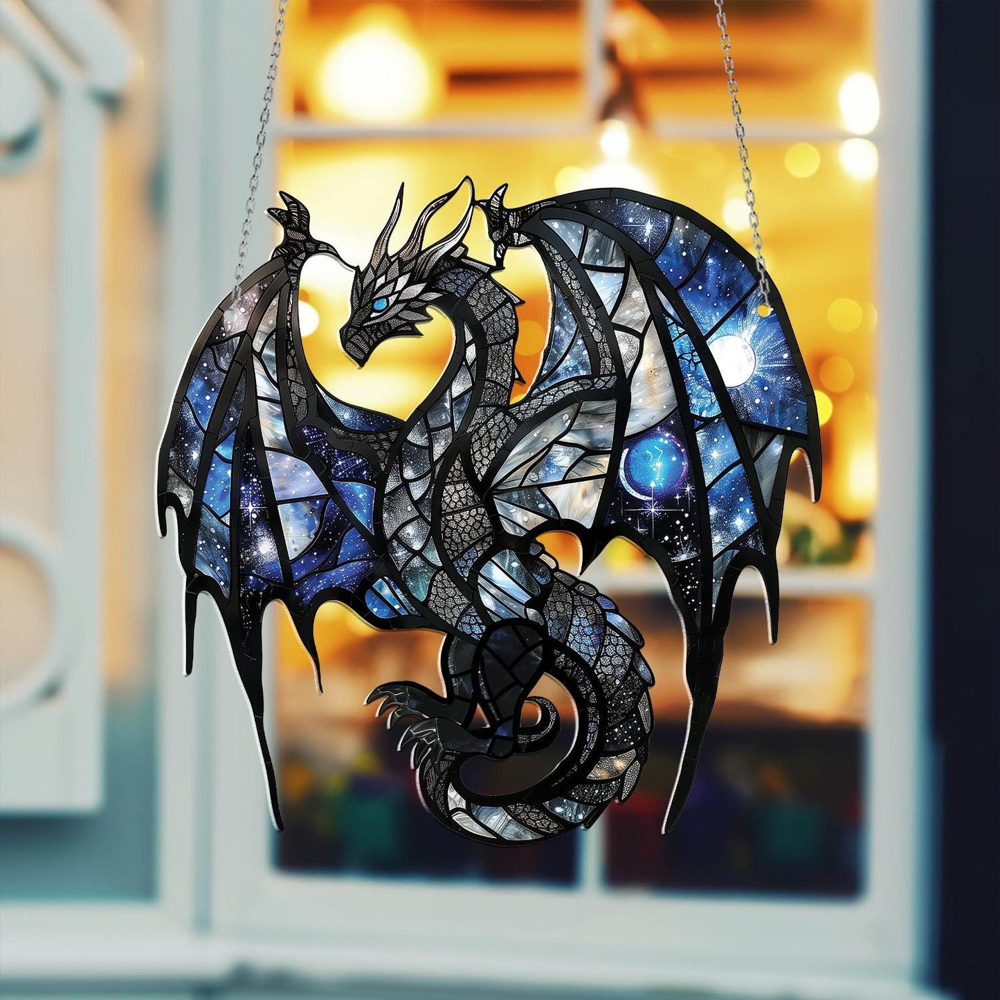 Blue Dragon Acrylic Window Hanging, Halloween Gift Decor, Kid Room Decor, Window Wall Animal Ornament, Dragon Inspired Art, Dragon Ornament.