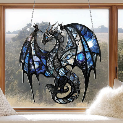 Blue Dragon Acrylic Window Hanging, Halloween Gift Decor, Kid Room Decor, Window Wall Animal Ornament, Dragon Inspired Art, Dragon Ornament.