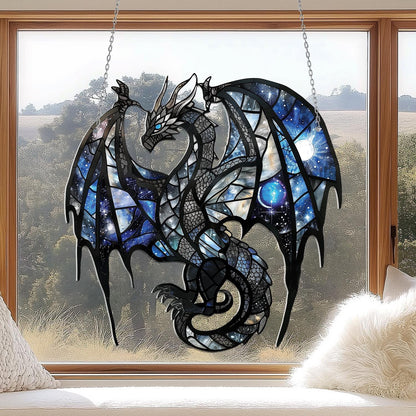 Blue Dragon Acrylic Window Hanging, Halloween Gift Decor, Kid Room Decor, Window Wall Animal Ornament, Dragon Inspired Art, Dragon Ornament.