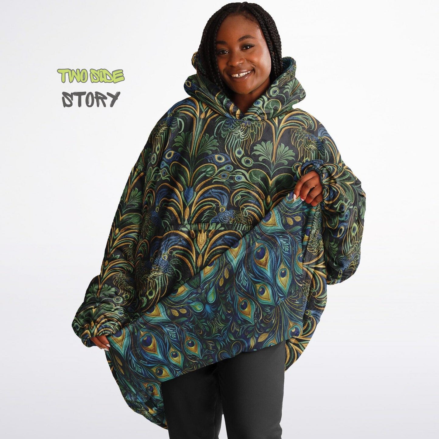 Psychedelic Trippy Print Reversible Snug Hoodie,Hooded Pullover Blanket Sleeves,Lounge Wear, Novelty Birthday Christmas Gifts for Him Her