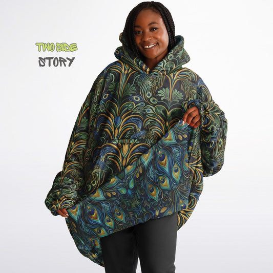 Psychedelic Trippy Print Reversible Snug Hoodie,Hooded Pullover Blanket Sleeves,Lounge Wear, Novelty Birthday Christmas Gifts for Him Her