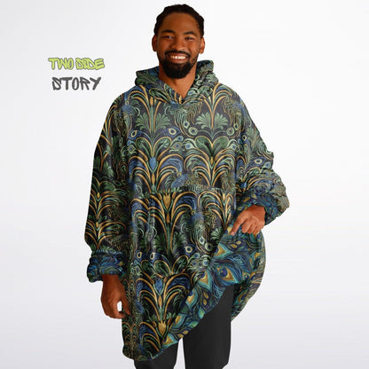 Psychedelic Trippy Print Reversible Snug Hoodie,Hooded Pullover Blanket Sleeves,Lounge Wear, Novelty Birthday Christmas Gifts for Him Her