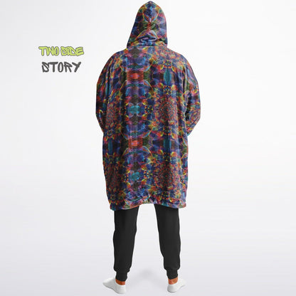 Psychedelic Trippy Print Reversible Snug Hoodie,Pullover Hood Blanket with Sleeves,Lounge Wear, Novelty Birthday Christmas Gifts for Him Her