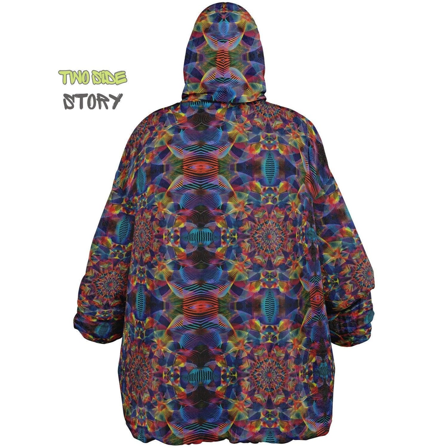 Psychedelic Trippy Print Reversible Snug Hoodie,Pullover Hood Blanket with Sleeves,Lounge Wear, Novelty Birthday Christmas Gifts for Him Her