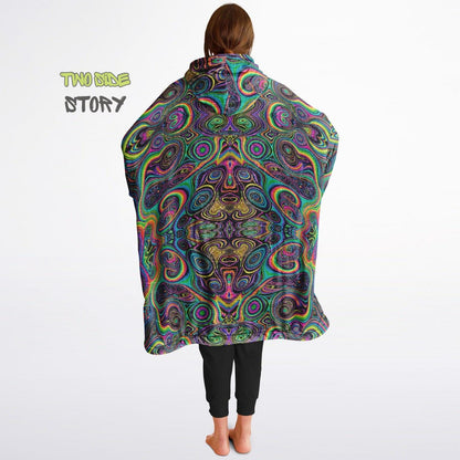 Psychedelic Trippy Print Reversible Snug Hoodie,Pullover Hood Blanket with Sleeves,Lounge Wear, Novelty Birthday Christmas Gifts for Him Her