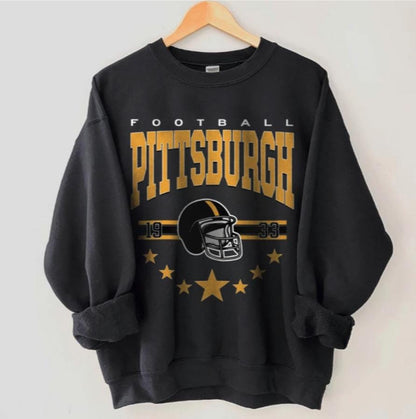 Pittsburgh Football Sweatshirt, Pittsburgh Shirt Retro Style 90s Vintage Unisex Crewneck, Graphic Tee Gift For Football Fan Sport.