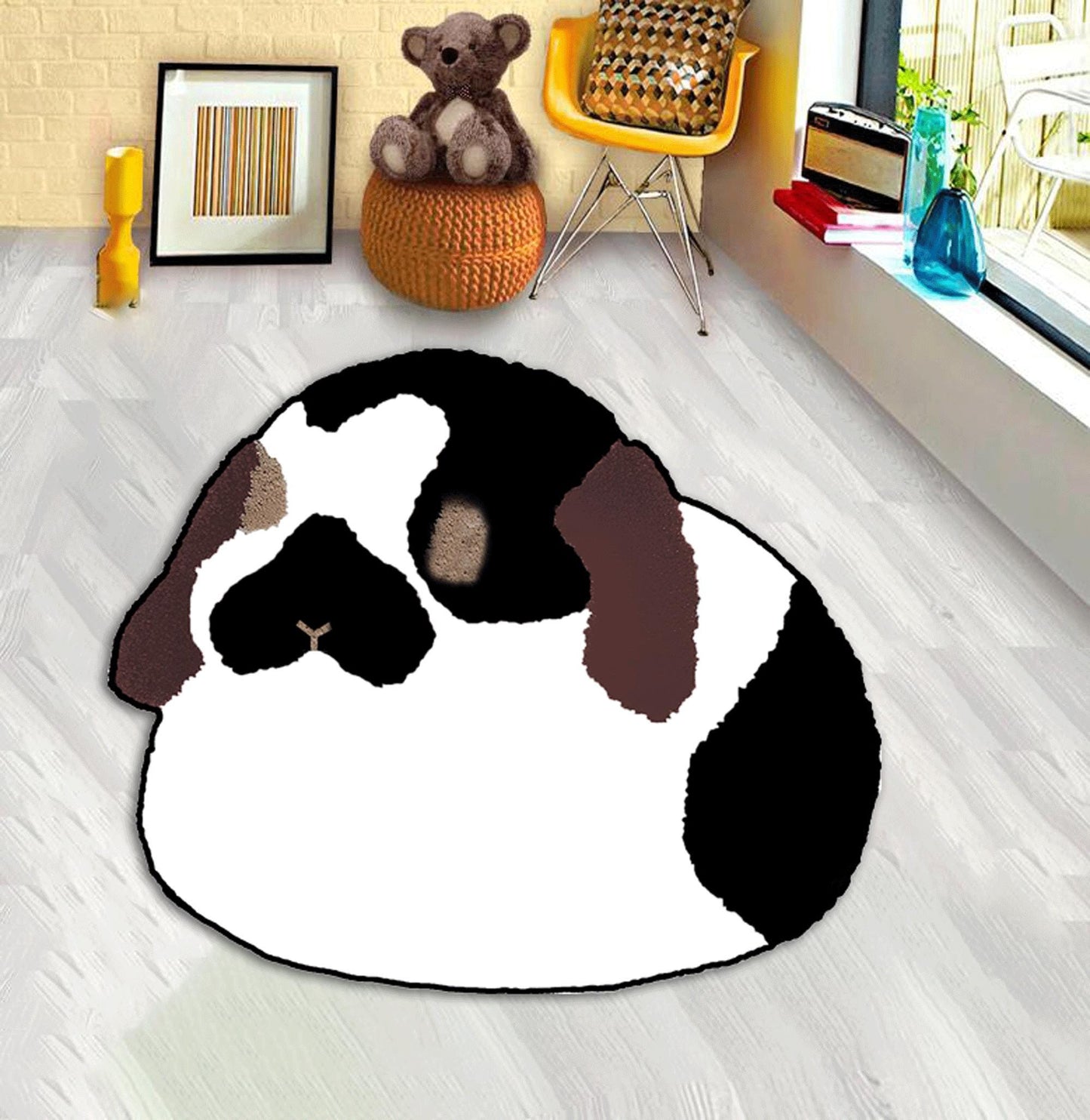 blue rabbit rug, red rabbit rug, sleeping rabbit, white bunny rug, Bunny Rug, Animal Rug, Cute Rabbits Rug, Custom rug,Rabbit Lovers,Rabbit