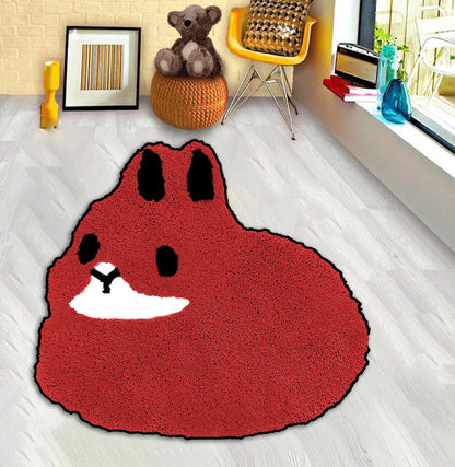 blue rabbit rug, red rabbit rug, sleeping rabbit, white bunny rug, Bunny Rug, Animal Rug, Cute Rabbits Rug, Custom rug,Rabbit Lovers,Rabbit