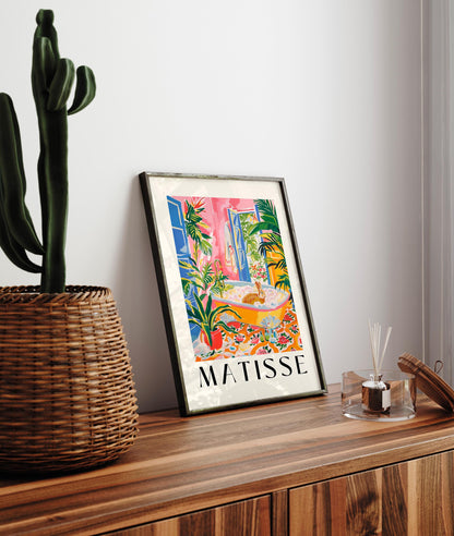 Rabbit in Bathtub Art Print: Matisse Bathroom Wall Decor