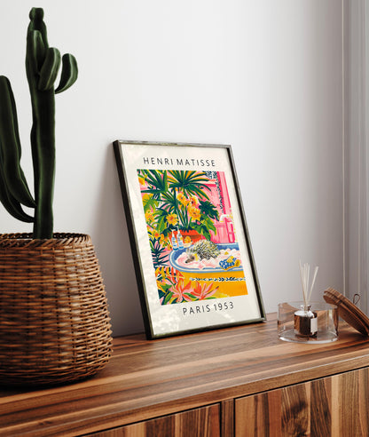 Hedgehog in Bathtub Art Print: Matisse Style Maximalist Decor