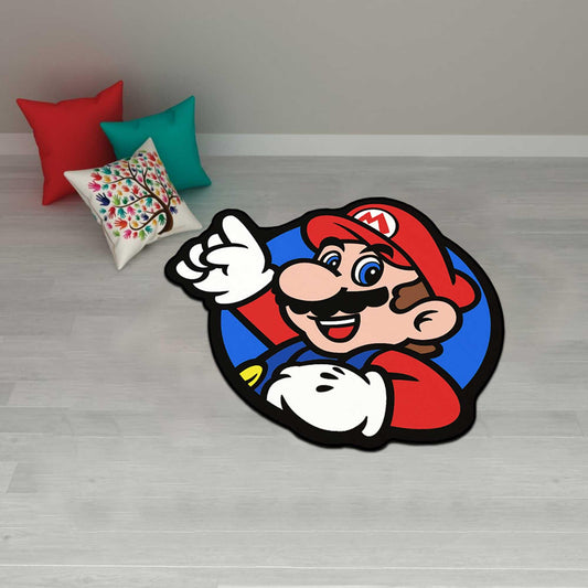 red mushroom rug, toad rug, retro game area rug, gaming room decor, M-ario rug, mushroom rug, custom rug,Halloween gift,Christmas gift rug