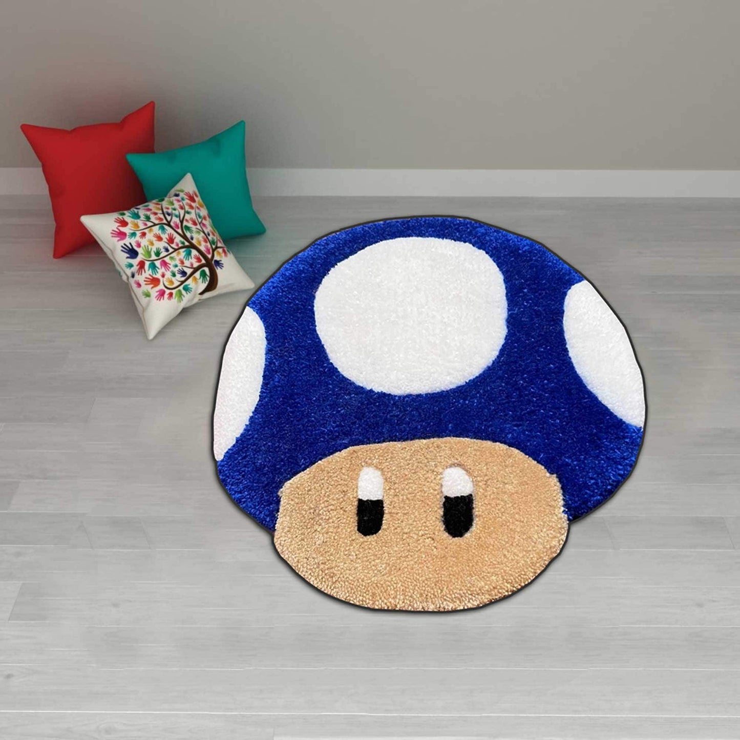 red mushroom rug, toad rug, retro game area rug, gaming room decor, M-ario rug, mushroom rug, custom rug,Halloween gift,Christmas gift rug