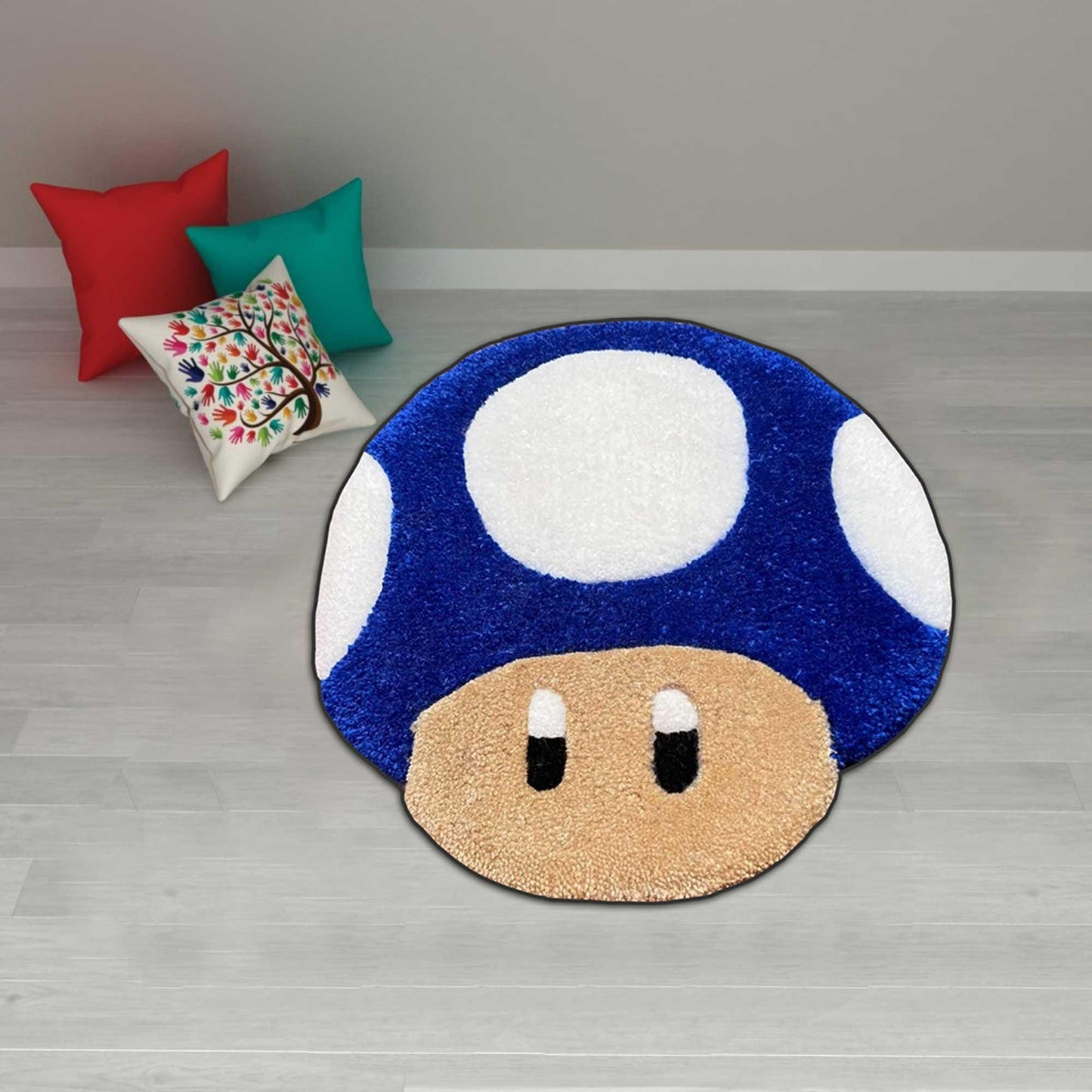 red mushroom rug, toad rug, retro game area rug, gaming room decor, M-ario rug, mushroom rug, custom rug,Halloween gift,Christmas gift rug