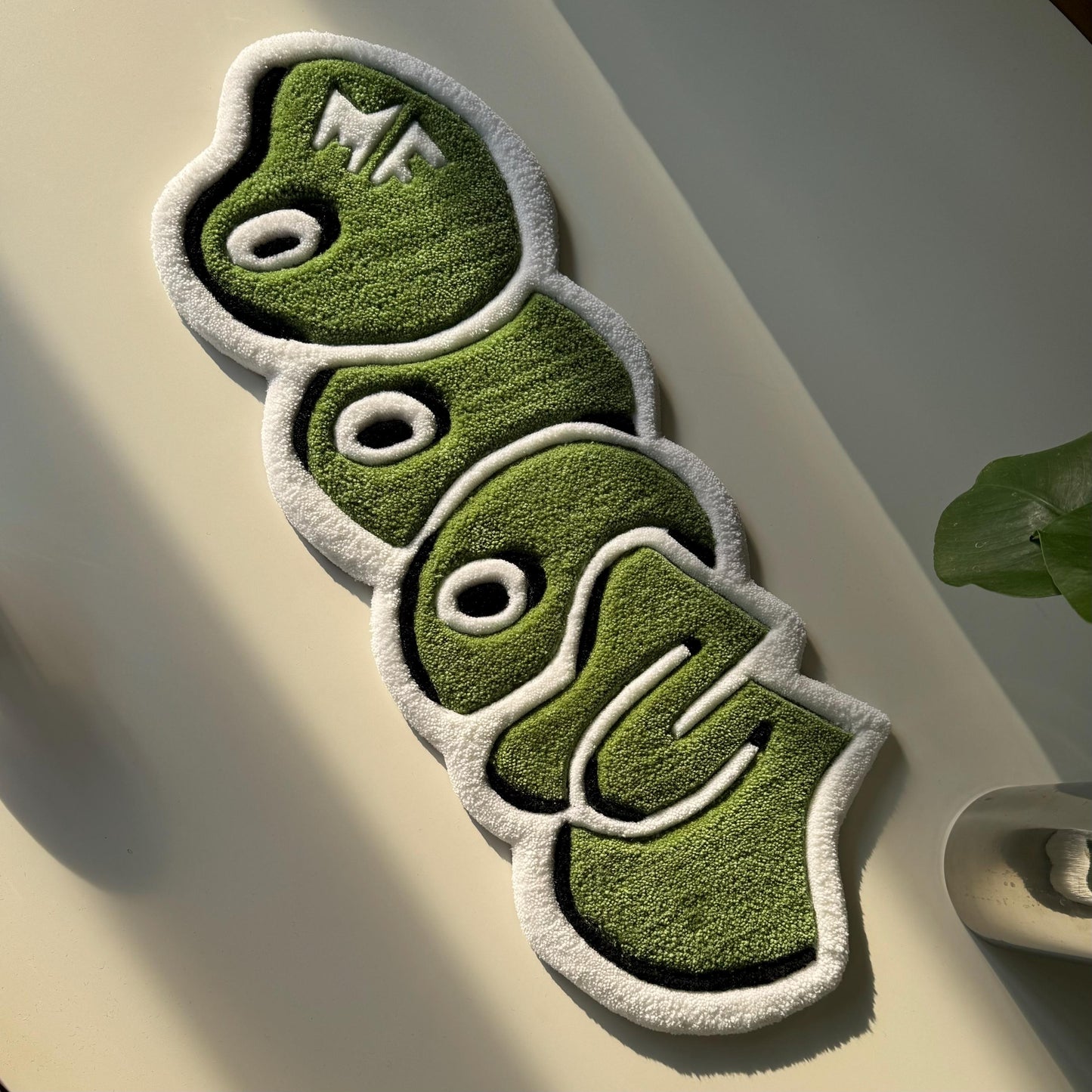 MF Doom Rug: Handmade Green Rap Music Decor (32")