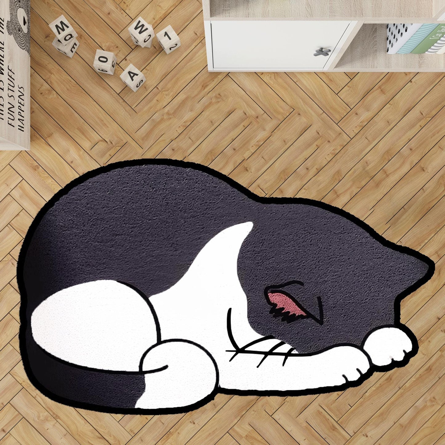 sleepy cat rug,nap cat rug, custom pet  rug, cat gift rug, personalized animals rug, kids room rug, Black cat,brown cat,brown tabby cat rug