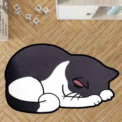 sleepy cat rug, nap cat rug, custom pet  rug, cat gift rug, personalized animals rug, kids room rug, Black cat,brown cat,brown tabby cat rug