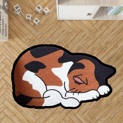 Cat paw rug, sleepy cat rug,nap cat rug, custom pet  rug, cat gift rug,personalized animals rug,kids room rug, Black cat,brown tabby cat rug