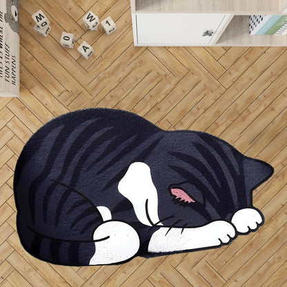 Cat paw rug, sleepy cat rug,nap cat rug, custom pet  rug, cat gift rug,personalized animals rug,kids room rug, Black cat,brown tabby cat rug