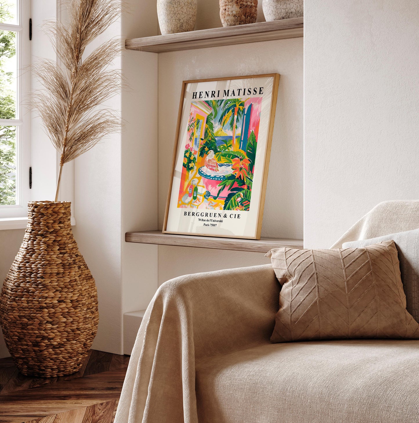 Matisse Style Eagle in Bathtub Art Print: Maximalist Bathroom Decor
