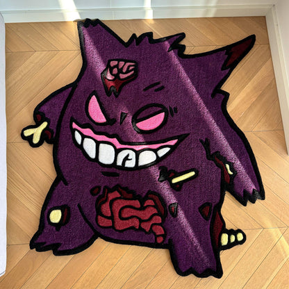 Handmade Tufted Cartoon-Inspired Zombie Ghost Rug – Creepy Cute Horror Decor, Unique Gift for Friends and Family