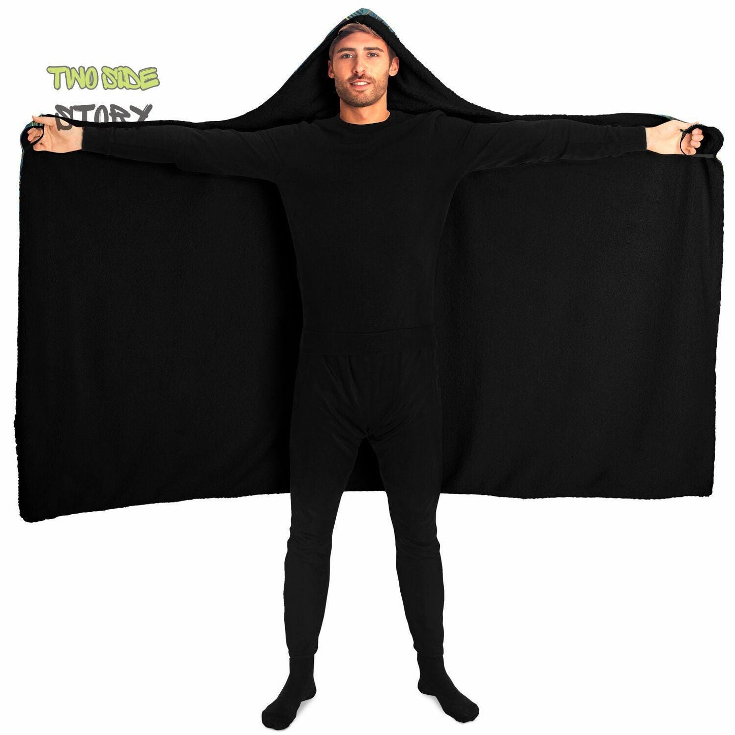 Micro-fleece Psychedelic Printed Jacket Hooded Cloak, Psychedelic Clothes, Festival Rave Party Wear, Festival Cape, Hooded Wearable Blanket