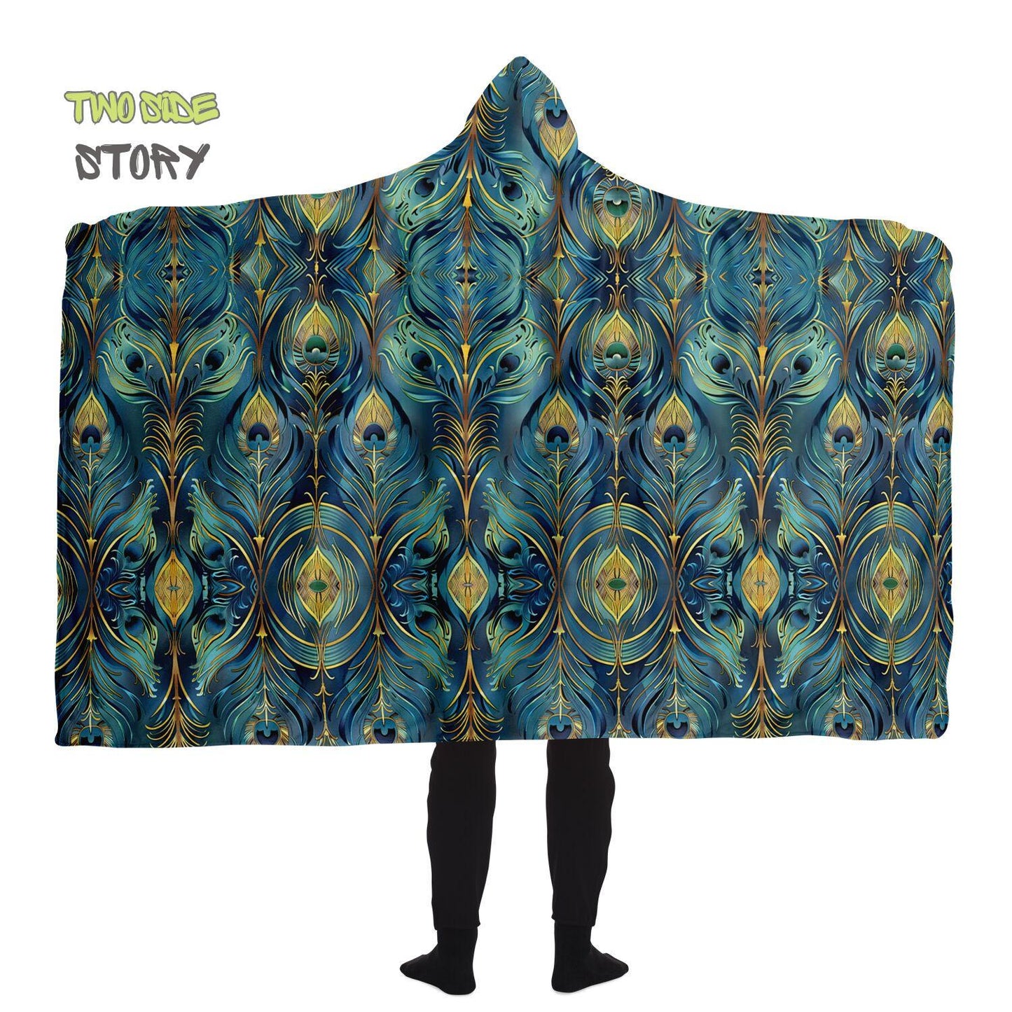 Micro-fleece Psychedelic Printed Jacket Hooded Cloak, Psychedelic Clothes, Festival Rave Party Wear, Festival Cape, Hooded Wearable Blanket