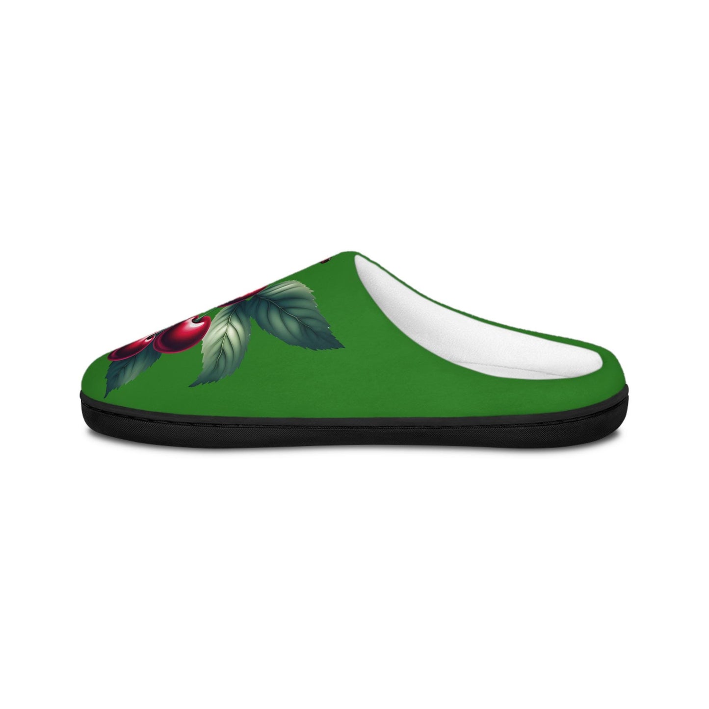 Women'sSlippers FestiveGreen Cherry-Designed Cozy Indoor Footwear Christmas-like Tree Green Cherry Lovers Gift Fruit Slippers