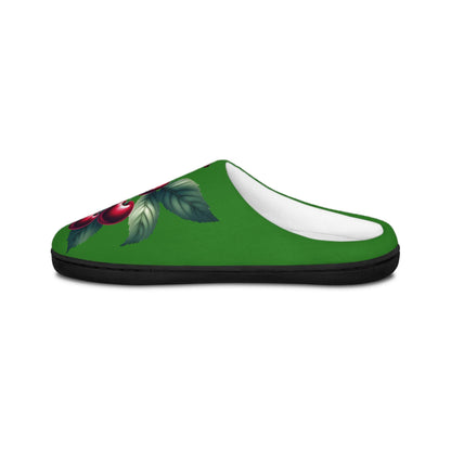 Women'sSlippers FestiveGreen Cherry-Designed Cozy Indoor Footwear Christmas-like Tree Green Cherry Lovers Gift Fruit Slippers